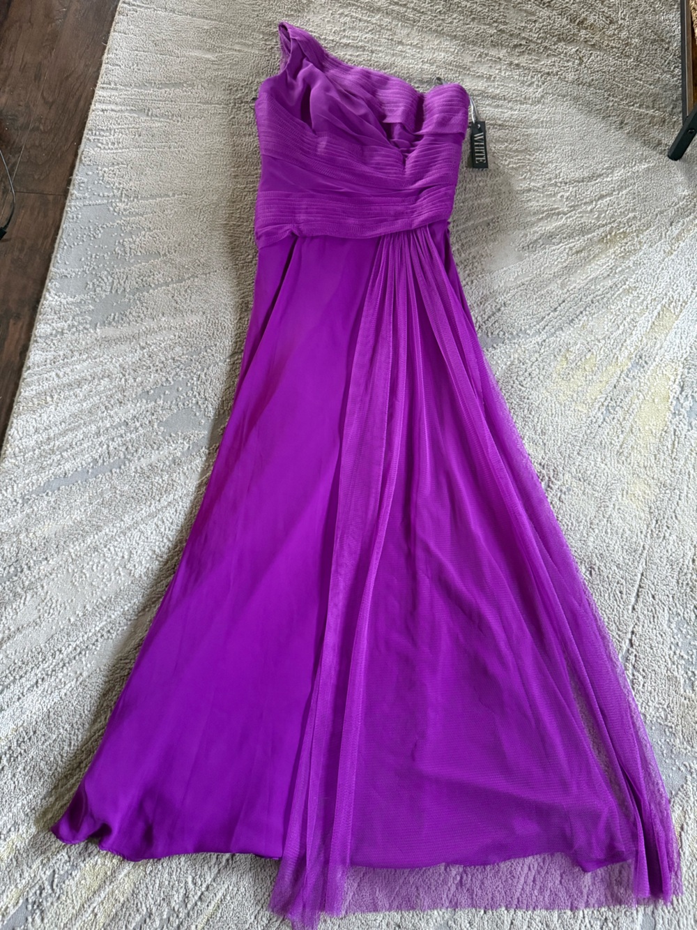 White Vera Wang purple one shoulder bridesmaid wedding guest dress 6 new - Picture 1 of 9